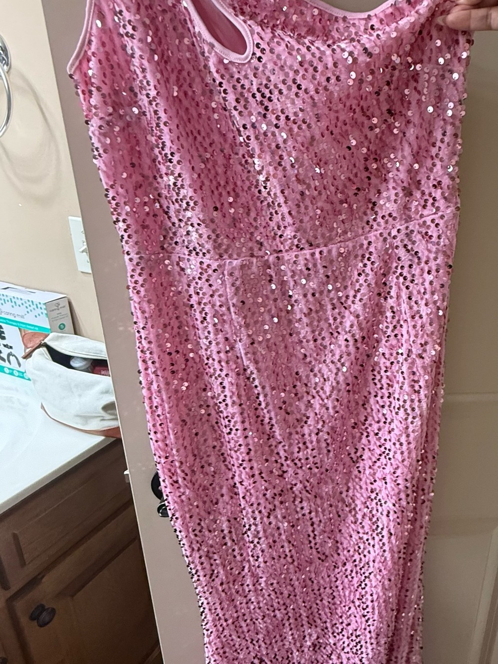 Pink Sequin Pencil Skirt